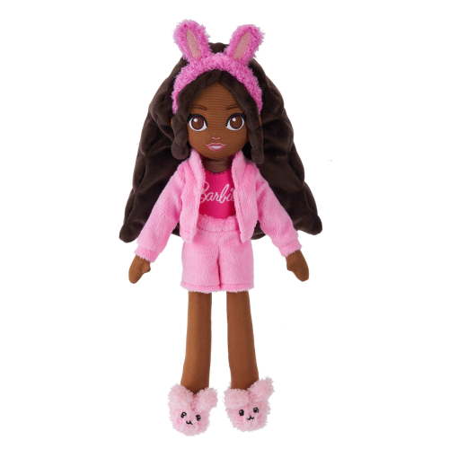 Sweet Dreams Barbie Brooklyn Plush Soft Doll, 13.5-inch in Bedtime Outfit with Bunny Slippers