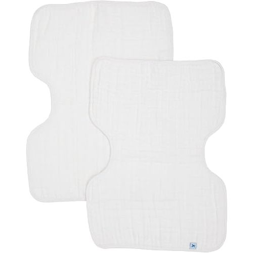 Little Unicorn Ultra-Absorbent Premium Burp Cloth 2 Pack | Soft on Baby's Skin | Larger Size | Ergonomic Design | Set of 2 (White)