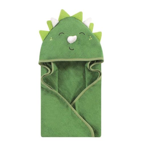 Hudson Baby Infant Boys Cotton Poly Animal Face Hooded Towel, Dinosaur, One Size