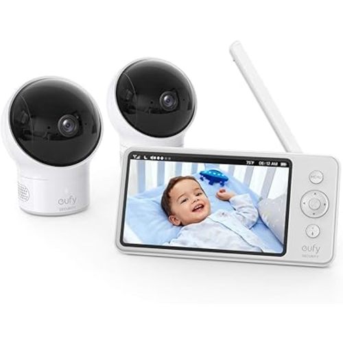 eufy Security, Video Baby Monitor with Camera and Audio, 2-Cam Kit, 720p HD, Ideal for New Moms, 5" Display, 110° Wide-Angle Lens, Night Vision