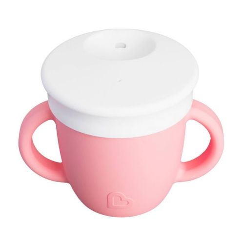 Munchkin 6oz C'est Silicone! Training Sippy Cup with Handles and Lid for Babies - Coral Pink