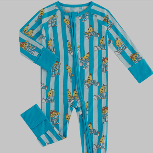 PREORDER FancyPrince Striped Banana Baby Bamboo Zipper Romper Pajamas