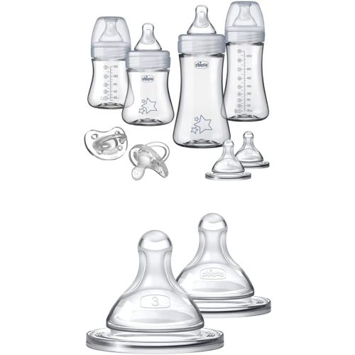 Chicco Duo Bundle - Starter Set with Size 3 Nipples, All Stages of Nipples Included