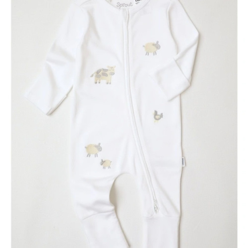 Newborn Lyocell Sheep Coverall In White