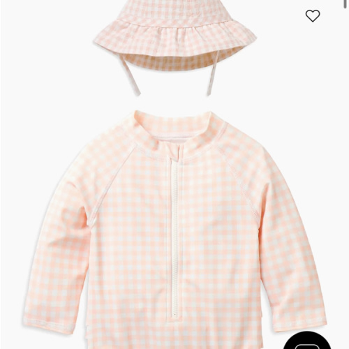 Janie and Jack Baby Girl's Gingham Rashguard Swimsuit & Sun Hat Set | Saks Fifth Avenue