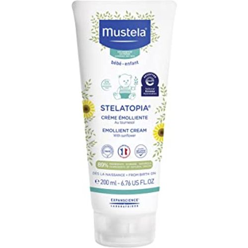 Mustela Stelatopia Eczema-Prone Skin Emollient Baby Cream - Moisturizing Body Lotion with Natural Avocado & Sunflower Oil - Fragrance-Free - 6.76 fl. oz.