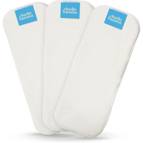 Charlie Banana Baby Super Absorbent Deluxe Reusable and Washable Fleece Inserts for Cloth Diapers, One Size, 3 Pack