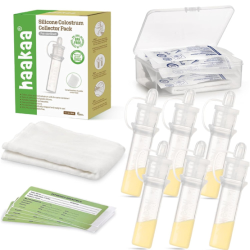 Haakaa Silicone Colostrum Collectors Set with Clear PP Storage Case 4 ml, 6 PK