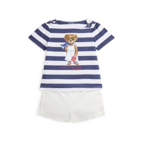 Baby Girls Polo Bear Cotton T-Shirt & Twill Short Set