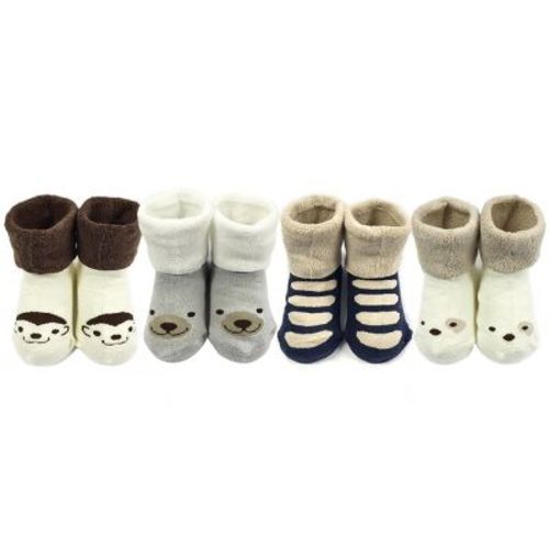 Wrapables Thick Animal Face Socks (set Of 4), Baby Boy (set Of 4)