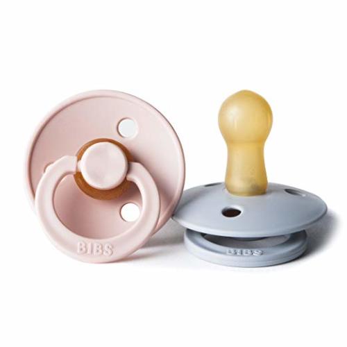 BIBS BPA-Free Natural Rubber Baby Pacifier | Made in Denmark - 2-Pack (6-18 Months, Cloud/Blush)