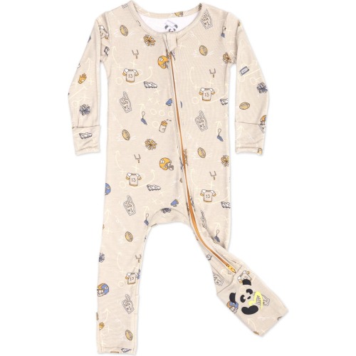 Baby, Regular & Toddler Kids' Football Fitted Convertible One-Piece Pajamas, 6M, Beige