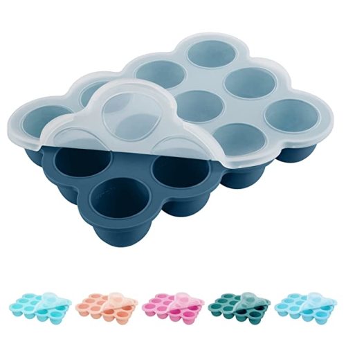 Baby Food Storage Container -12 x 1.5OZ Silicone Baby Food Freezer Tray with Silicone Lid, Perfect Food Container for Homemade Baby Food, Vegetables & Fruit Purees, Breast Milk - Midnight Blue