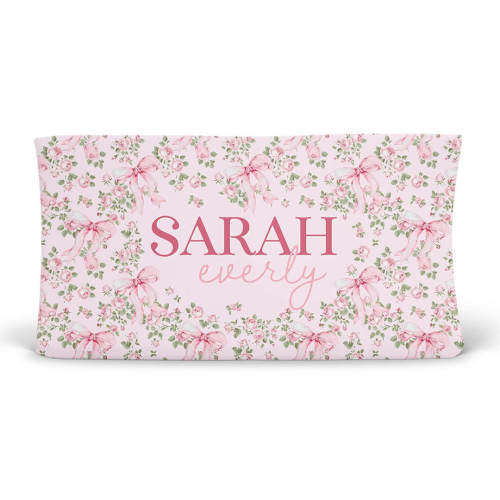 Bows in Bloom Personalized Changing Pad Cover