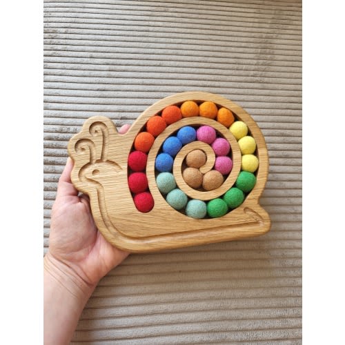 Montessori toys wooden snail for fine motor skills activities homeschool learning resource gift for kids kidsroom decor kindergarten