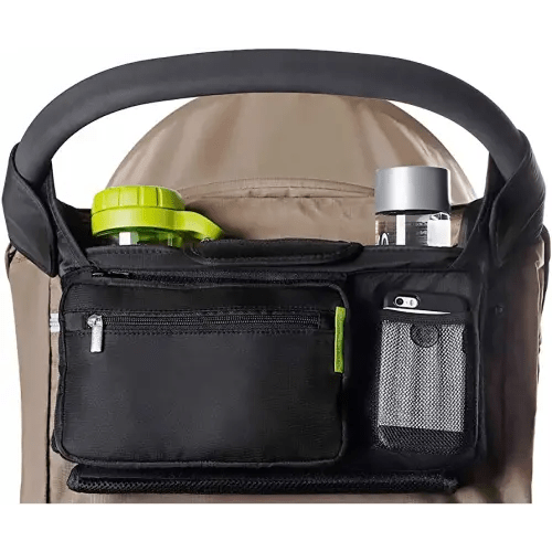 Universal Stroller Organizer - Elevate Your Experience w/ Insulated Cup Holders, Diaper Storage, Secure Straps, Detachable Bag, Pockets for Phone, Keys, Toys. Smart Parenting