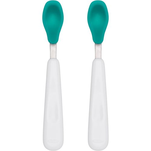 OXO Tot Feeding Spoon Set With Soft Silicone, Teal 6.3x0.8 Inch (Pack of 2)