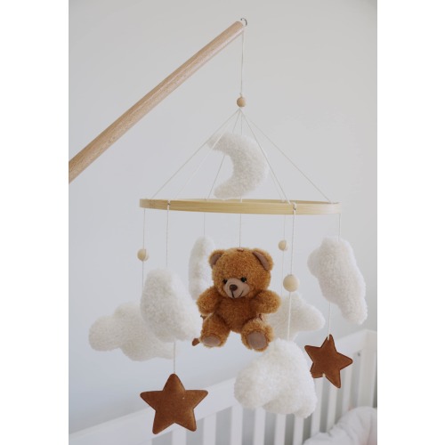 Baby mobile ,Teddy Bear Baby Mobile, Cloud Crib Mobile, Neutral Mobile, Baby Nursery Decor, Baby Room Decor, newborn gift , mobile crib