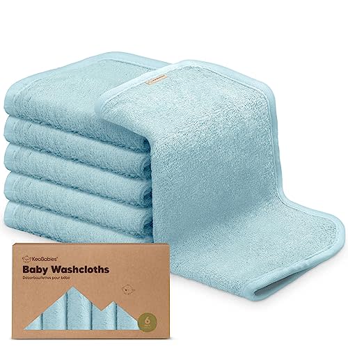 6-Pack Baby Washcloths - Soft Viscose Derived from Bamboo Washcloth, Baby Wash Cloths, Baby Wash Cloth for Newborn, Kids, Bath Baby Towels, Face Towel, Face Cloths for Washing Face(Sky)