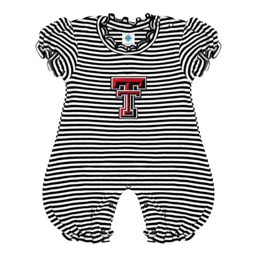 Creative Knitwear College Baby Striped Puff Sleeve Romper - Team Logo, Many Colors, for Girls (Newborn-12 Months)