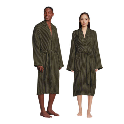 Cotton Waffle Weave Unisex Robe, Olive