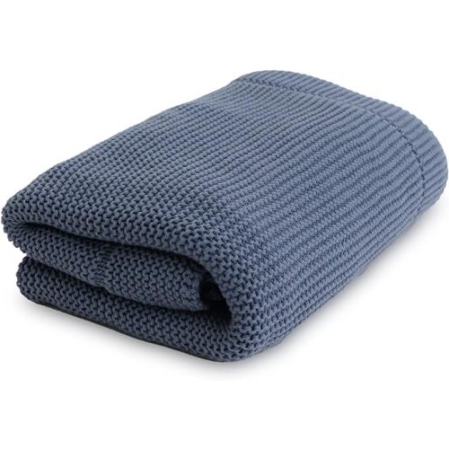 Natemia Knitted Baby Receiving Blanket, Ultra Soft Organic Cotton 30”x 40” Stroller and Nap Time Toddler Blanket - Folkstone Grey