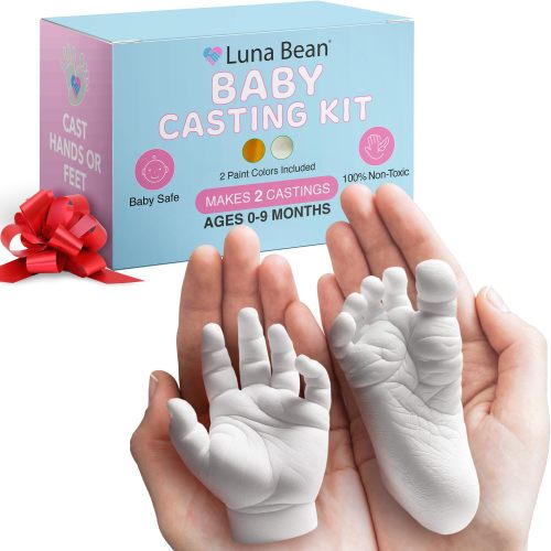 Luna Bean Baby Footprint Hand Casting Kit - Baby Monthly Milestone Casting Kit - New Mom Gifts