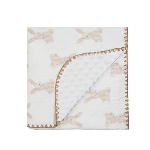 Baby Blanket Double Layer Cotton 40 x 40 Soft Receiving Blanket with Pattern Machine Washable Bunny
