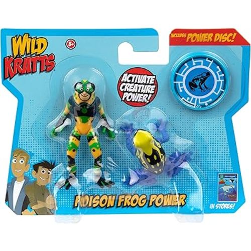 Wild Kratts Poison Dart Frog Power (3pc Action Figures) - Includes Chris Kratt, Creature Frog Animal Figurine & Power Disc! Officially Licensed Toys for Kids, Gift for Kids Boys Girls