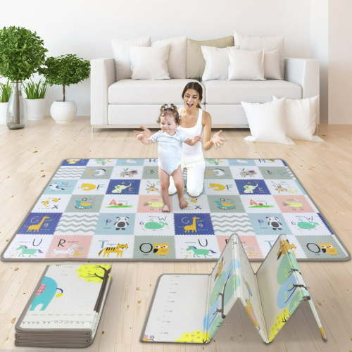 WAYPLUS Baby Play Mat, Extra Large XPE Foam Baby Mat, Waterproof Anti-Slip Reversible Folding Mat Unisex 79" x 59"