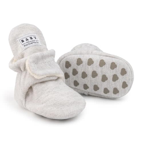 Sawimlgy Newborn Infant Baby Girl Boy Cotton Booties Stay On Sock Slippers Soft Bedroom Shoes Non-Skid Ankle Boots With Grippers Toddler Crib Warm Shoe First Walker Birthday Shower
