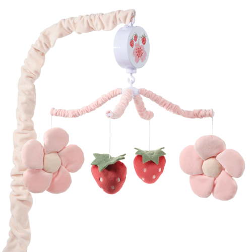 Bedtime Originals Flower Power Strawberry Musical Baby Crib Mobile Soother Toy