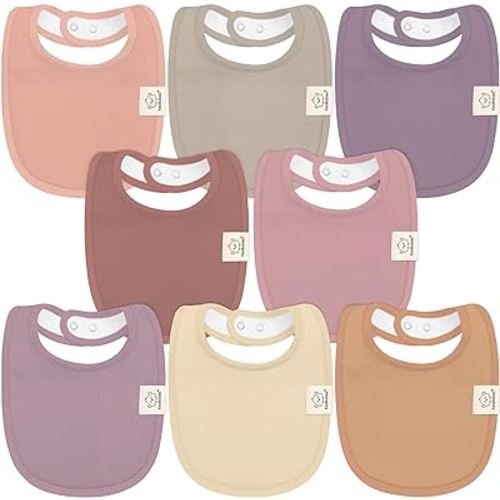 8-Pack Organic Baby Bibs for Boys, Girls - Soft Cotton Drooling and Teething Baby Bibs, Baby Girl Bibs, Baby Boy Bibs, Baby Drool Bibs for Baby Girl, Boy, Newborn Infant Bibs(Mauve)