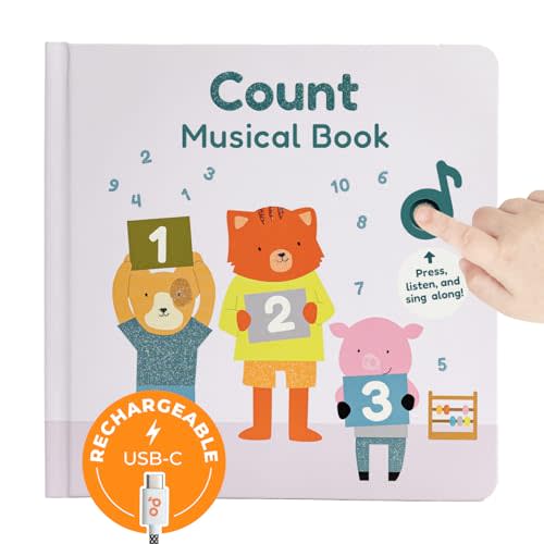 Cali's Books Count Nursery Rhymes Music Book for Toddlers 1-3, Interactive Books for 1+ Year Old with 6 Animal Songs - Educational Toddler Books Ages 1-3