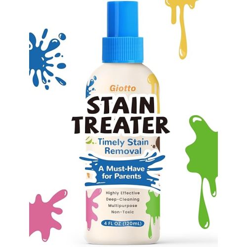 Giotto Stain Treater Spray – 4oz Stain Remover For Baby Clothes Laundry, Enzyme Fabric Treatment for Food, Oil, Blood, Coffee & Underwear Stains– Unscented & Travel-Friendly