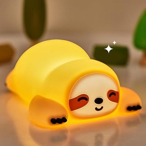 DREAMING MY DREAM Night Light for Kids,Squishy Sloth Night Light,LED Novelty Animal Nightlight,3 Levels Dimmable,30Min Timer Nursery Lamp for Kids, Bedroom Baby Boys Girls Gifts