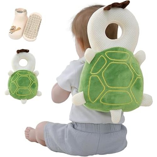 Baby Head Protector Backpack with Safety, Toddler Adjustable Head Protection for Baby Walking and Falling Crawling, 0.5-3 Years 6-36 Months, Turtle