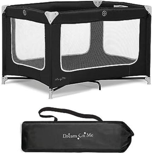 Zodiak Portable Playard in Black, Lightweight, Packable and Easy Setup Baby Playard, Breathable Mesh Sides and Soft Fabric - Comes with a Removable Padded Mat