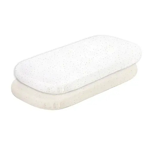 Bubba Essentials Bassinet/Cradle Fitted Sheet Terrazzo White/Wheat 2 Pack | Baby Bunting AU