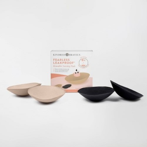 Kindred Bravely Fearless Leakproof Reusable Nursing Pads - Black and Beige - 2pk