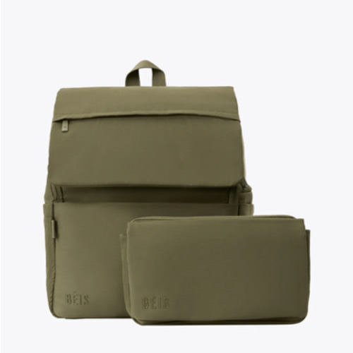 BÉIS 'The Ultimate Diaper Backpack' in Olive - Green Backpack Diaper Bag