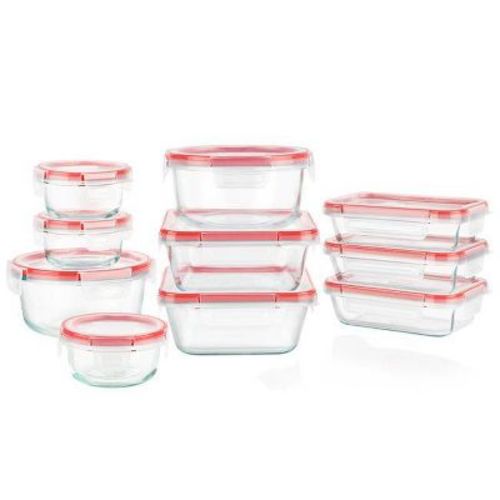 Pyrex 20pc Glass Freshlock Food Storage Set: Glass Containers With Lids, Dishwasher & Microwave Safe, Clear