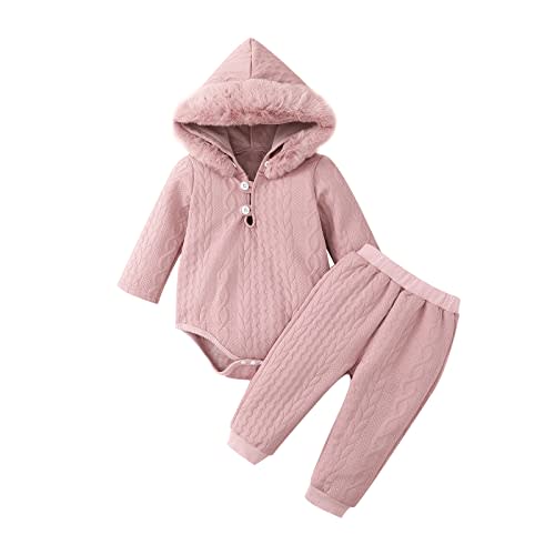 MIEKISA Baby Clothing Sets Girls Hooded Long Sleeve Romper and Pants Outfit