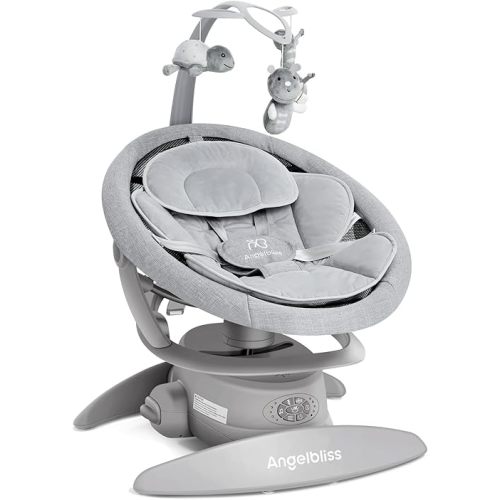 Angelbliss 3 in 1 Baby Swing with Motion Detection, Portable Baby Swings for Infants with Removable Rocker & Stationary Seat, Bluetooth Enabled with 3 Unique Motions (Grey)