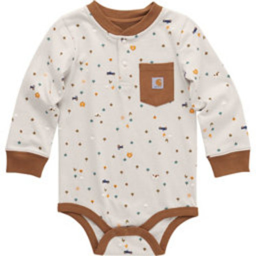 Carhartt Baby Boys'' Printed Long-Sleeve Henley Bodysuit