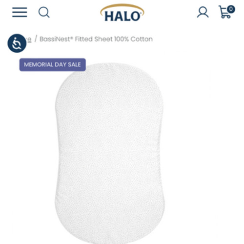HALO - BassiNest Fitted Sheet 100% Cotton | Pebble - white