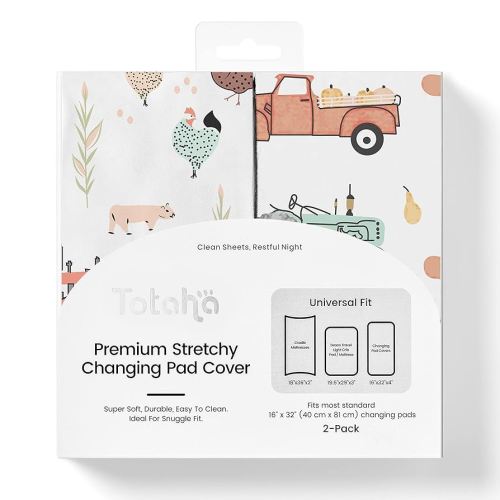 TotAha Premium Stretchy Changing Pad Cover for Baby Girl Boy, Hypoallergenic, Buttery Soft, Silky Comfort, Diaper Changing Table Cover Pad Sheets Fitted 16 x 32, 2-Pack Halloween Pumpkin