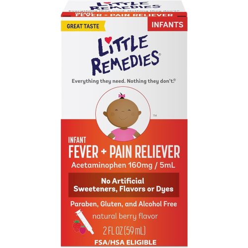 Little Remedies Infant Fever & Pain Reliever with Acetaminophen, Baby Medicine with No Artificial Sweeteners, Flavors or Dyes, Natural Berry Flavor, 2 Fl Oz
