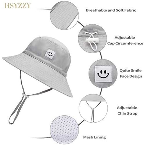 Baby Sun Hat Smile Face Toddler UPF 50+ Sun Protective Bucket hat Nice Beach hat for Baby Girl boy Adjustable Cap