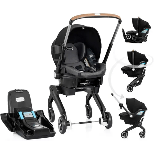 Evenflo Shyft DualRide Infant Car Seat Stroller Combo with Carryall Storage (Boone Gray)